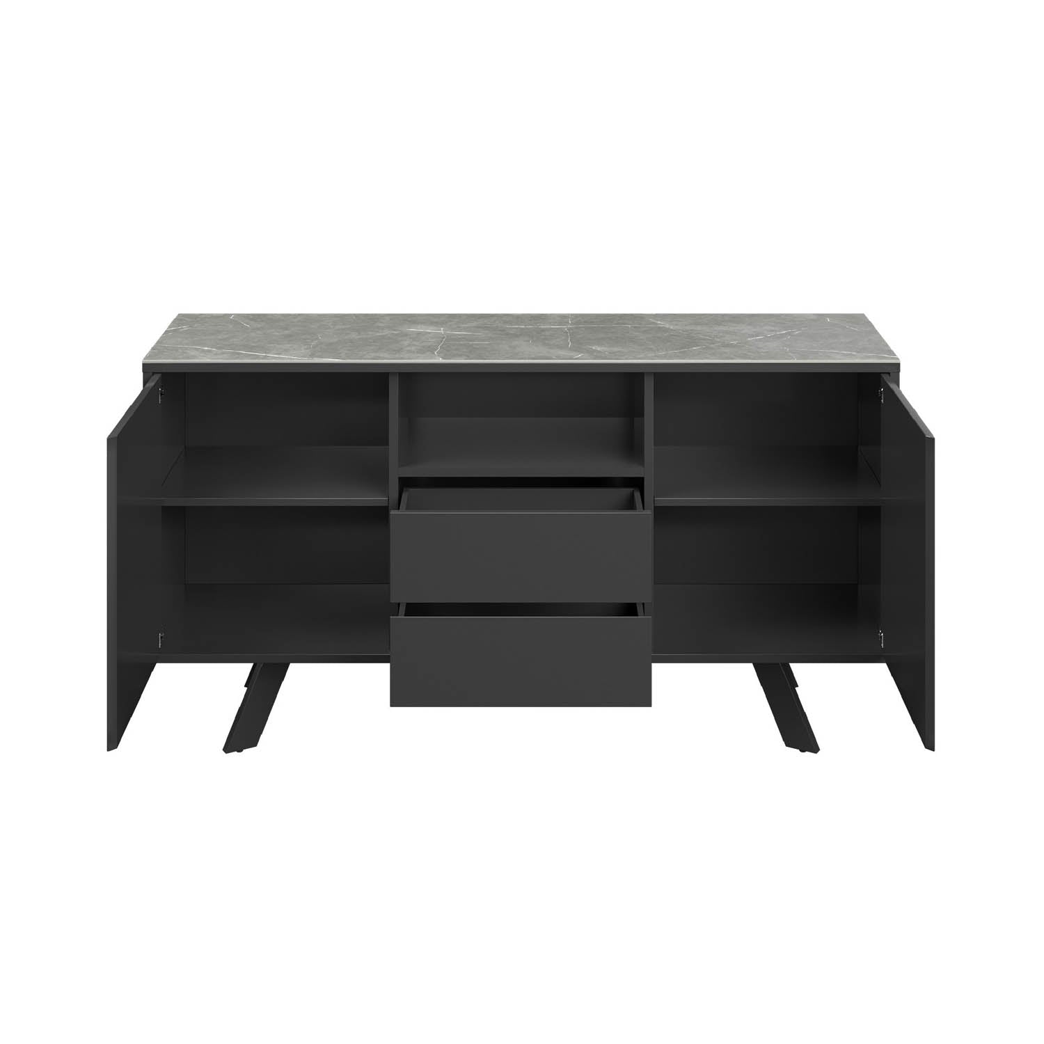 Athens 2 Door 2 Drawer Sideboard with Matte Grey Ceramic Top