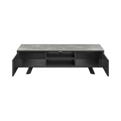 Athena TV-Unit with Matte Grey Ceramic Top Modern and Contemporary - Open Drawers