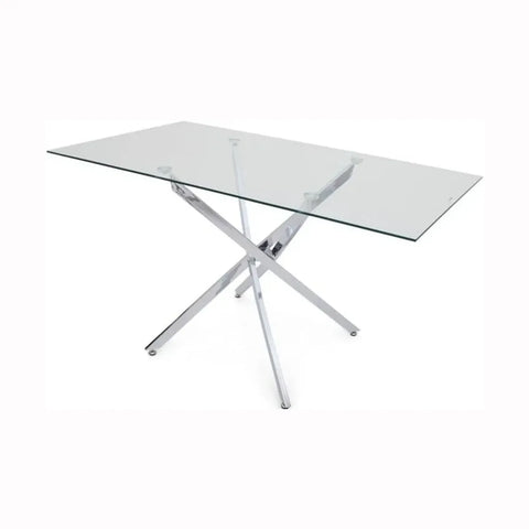 Ace Rectangle Glass Dining Table, also available in Round - Angled View 