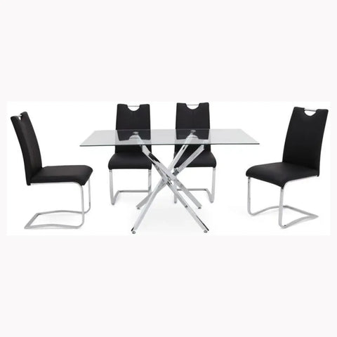 Ace Rectangle Glass Dining Table, also available in Round - Table with Chairs