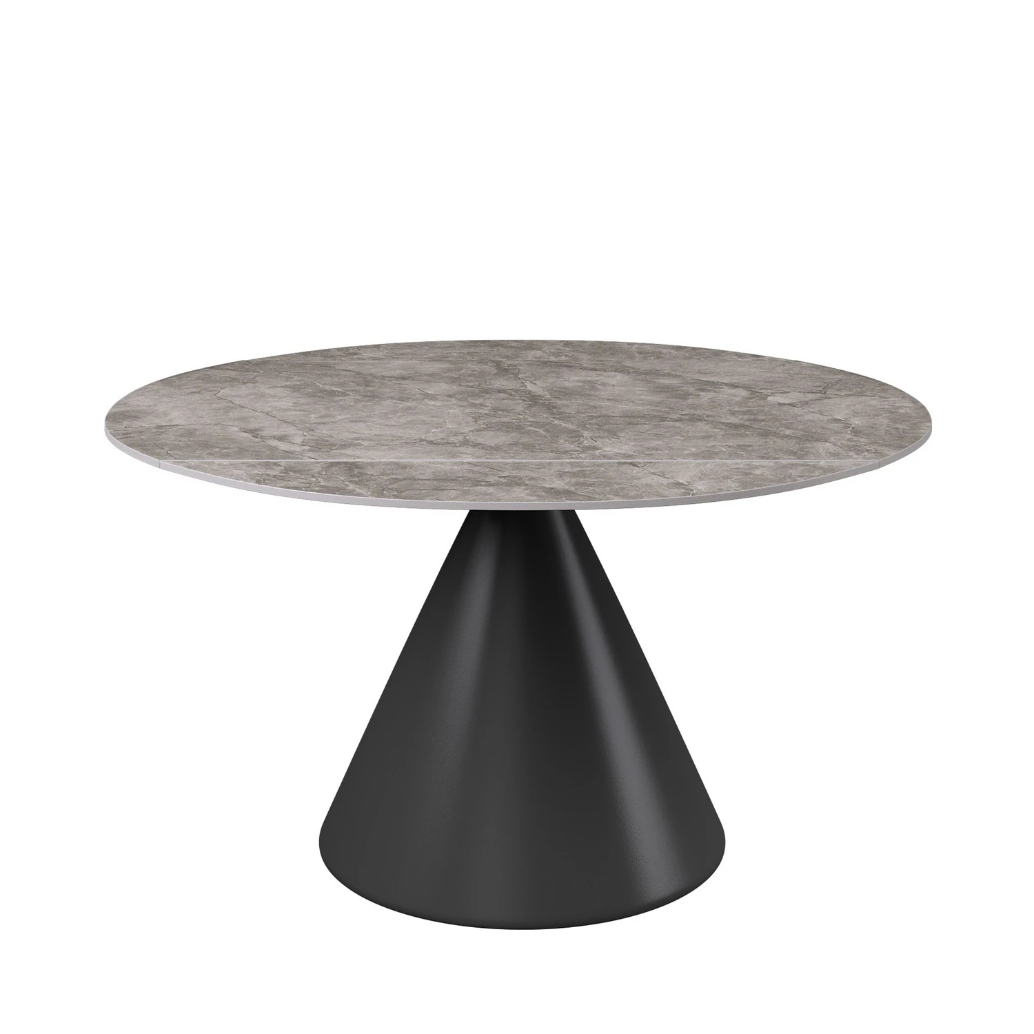 Alessio 130cm High Gloss Dark Grey Ceramic Extending Round Dining Table