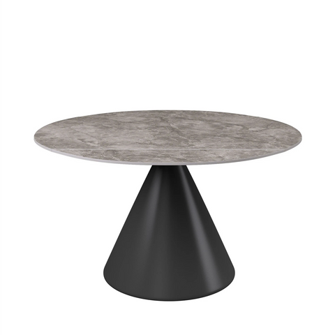 Alessio 130cm High Gloss Grey Ceramic Extending Round Dining Table, also available in Matte Grey, Light Grey and Oak - Round Table Design