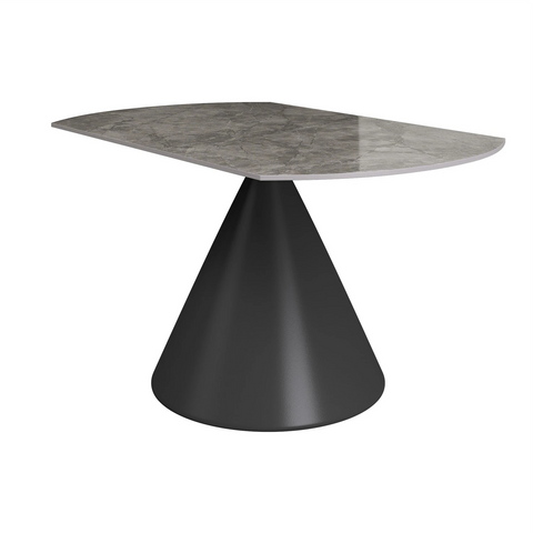 Alessio 130cm High Gloss Grey Ceramic Extending Round Dining Table, also available in Matte Grey, Light Grey and Oak - Table Before Extended into a Round Table 