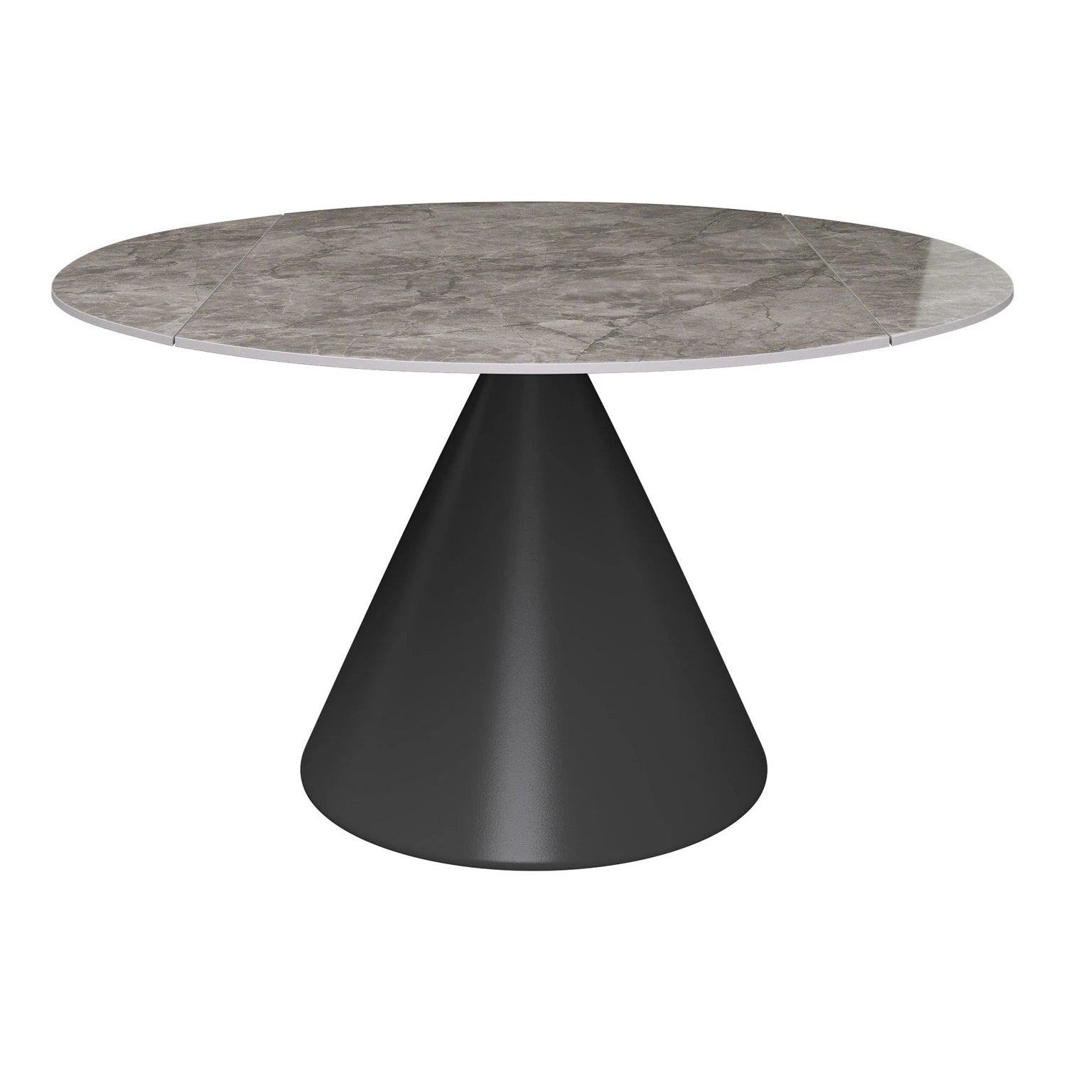 Alessio 130cm High Gloss Dark Grey Ceramic Extending Round Dining Table