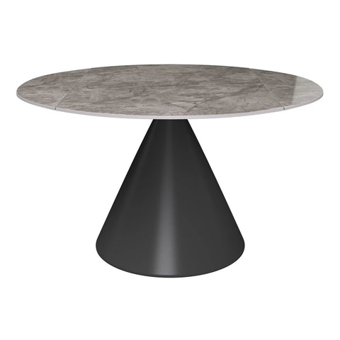 Alessio 130cm High Gloss Grey Ceramic Extending Round Dining Table, also available in Matte Grey, Light Grey and Oak - Main Image 