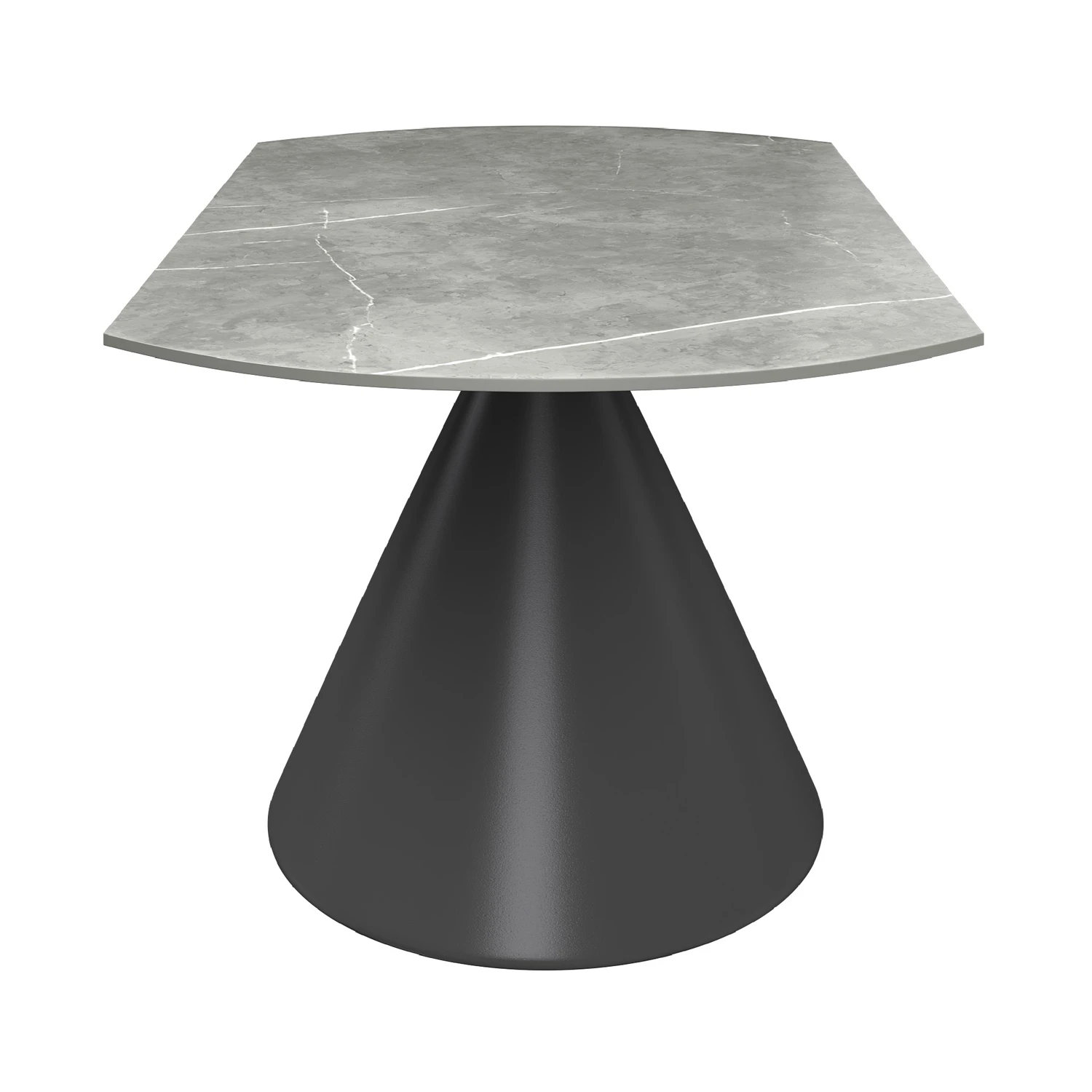 Alessio Matte Grey Ceramic Round Extending Dining Table With Ferra Dining Chairs