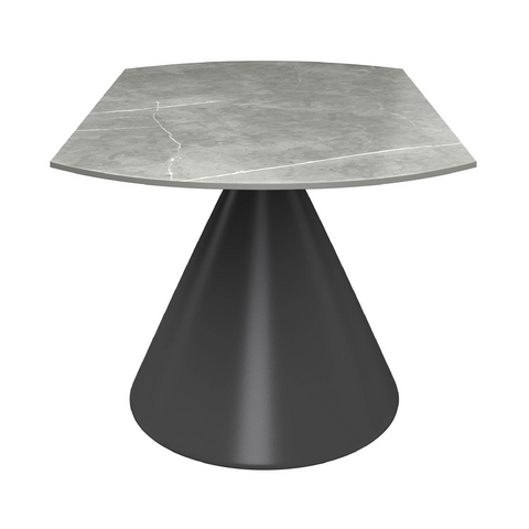 Alessio 130cm Matte Grey Ceramic Extending Round Dining Table, also available in High Gloss, Light Grey and Oak - Table before extended into round dining table 