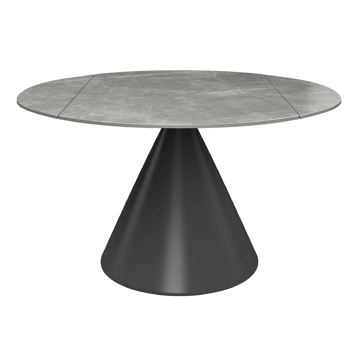 Alessio 130cm Matte Grey Ceramic Extending Round Dining Table, also available in High Gloss, Light Grey and Oak