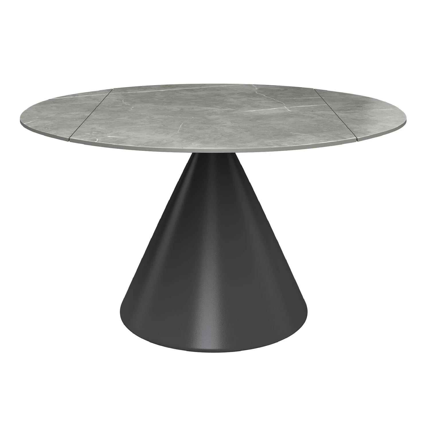 Alessio Matte Grey Ceramic Round Extending Dining Table With Ferra Dining Chairs