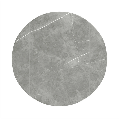 Alessio Matte Grey Ceramic Round Extending Dining Table With Ferra Dining Chairs - Table Top