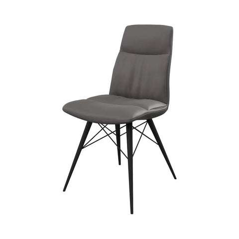 Alexa Grey Leather Dining Chairs - Set of 6 - Angled View 