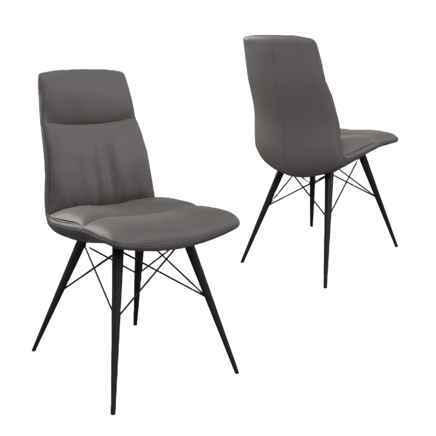 Alexa Grey Leather Dining Chairs - Set of 4