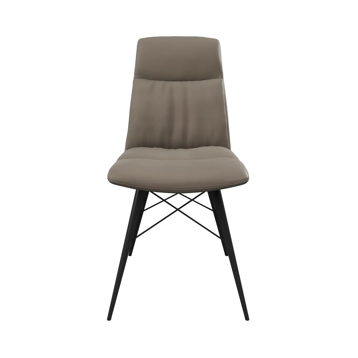 Alexa Taupe Leather Dining Chairs - Set of 6. Also available in Grey - Front View 