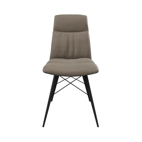 Alexa Taupe Leather Dining Chairs - Set of 4. Also available in Grey - Front View 