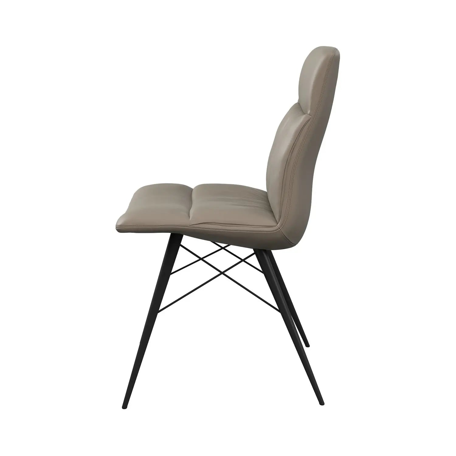 Alexa Taupe Leather Dining Chairs - Set of 6. Also available in Grey - Side View 