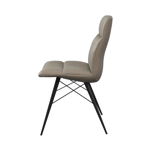 Alexa Taupe Leather Dining Chairs - Set of 6. Also available in Grey - Side View 