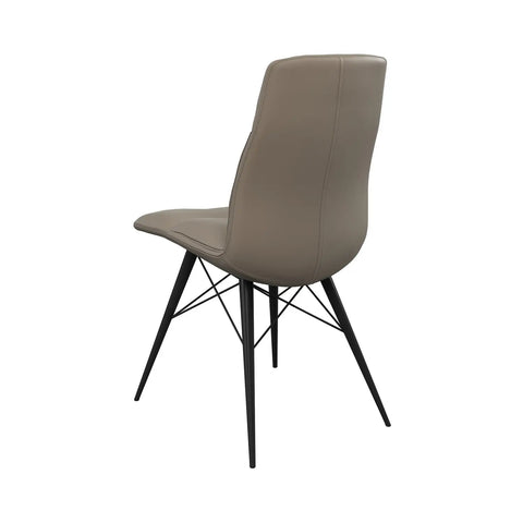 Alexa Taupe Leather Dining Chairs - Set of 6. Also available in Grey - Back View 