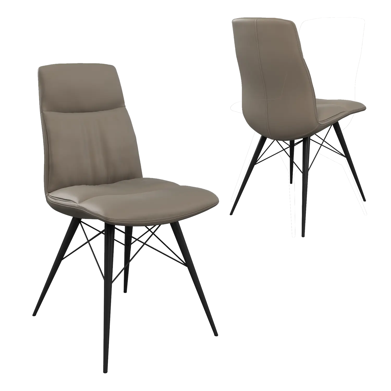 Alexa Taupe Leather Dining Chairs - Set of 4