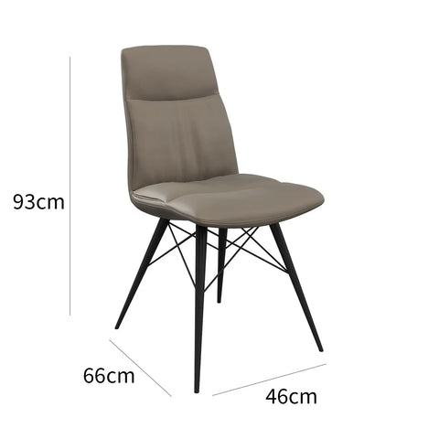 Alexa Taupe Leather Dining Chairs - Set of 6. Also available in Grey - Dimensions 