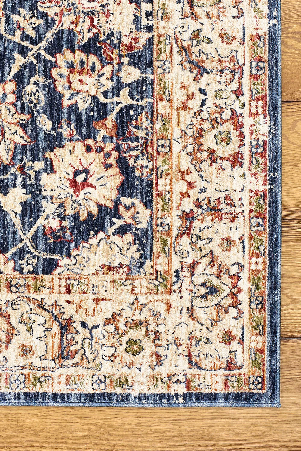 Alhambra Traditional Rugs 6549A in Dark and Light Blue - Close Up of Pattern