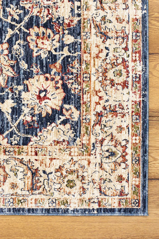 Alhambra Traditional Rugs 6549A in Dark and Light Blue - Close Up of Pattern