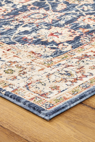 Alhambra Traditional Rugs 6549A in Dark and Light Blue - Corner of Rug