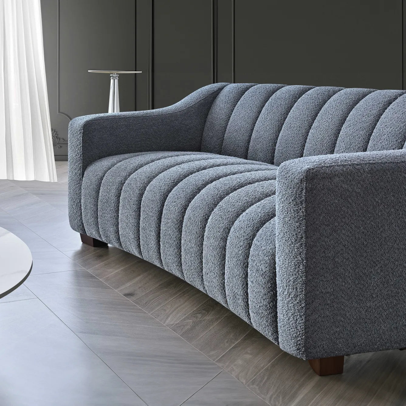 Paloma 3 Seater Sofa in Iron Boucle Fabric