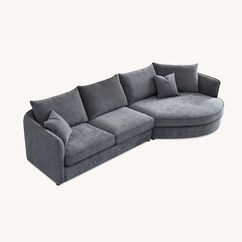 Rubin Corner Chaise Boucle Sofa in Charcoal, also available in Pebble - Chaise Sofa Image