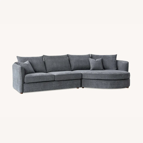 Rubin Corner Chaise Boucle Sofa in Charcoal, also available in Pebble - Chaise Image