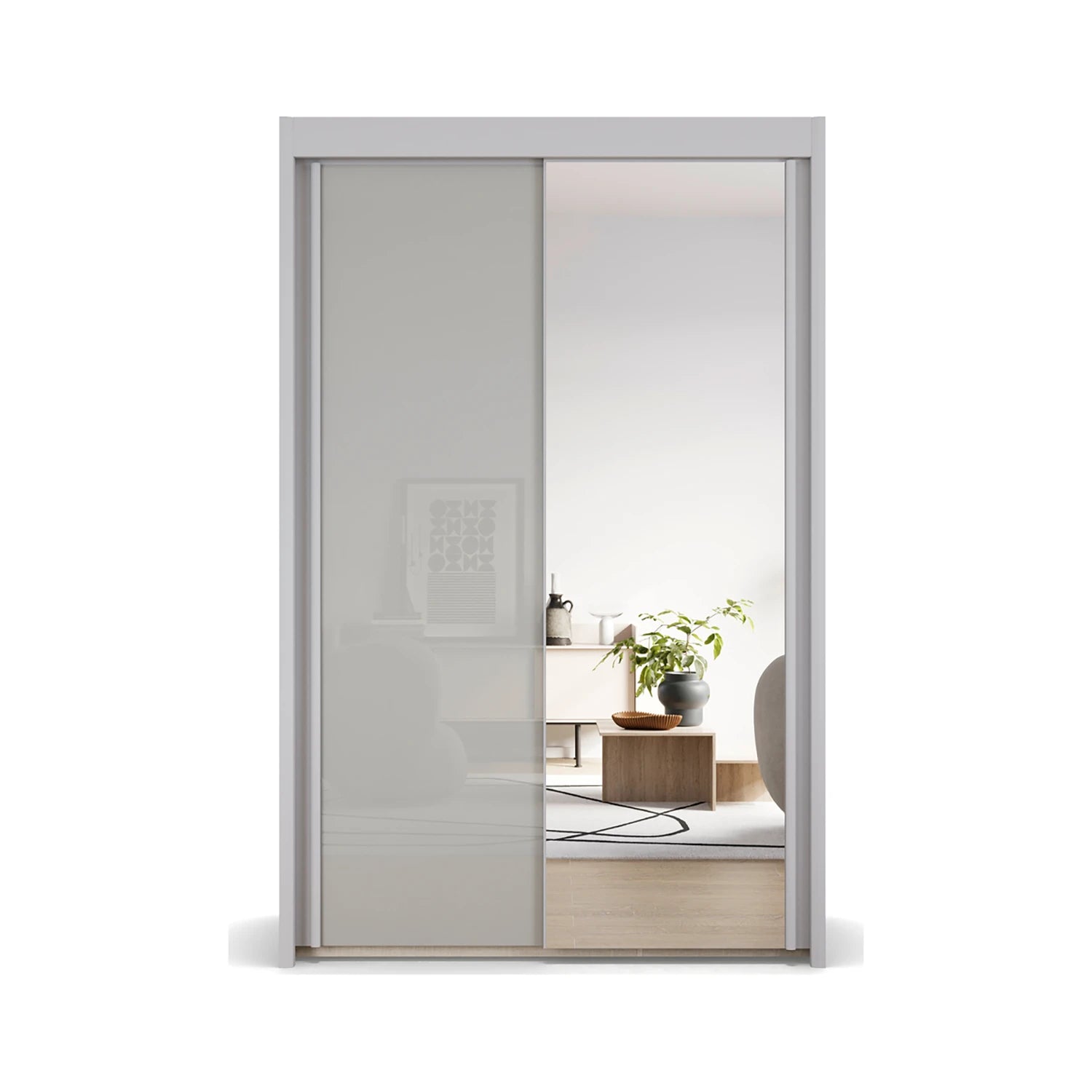 Amalfi Silk Grey 151cm Sliding 2 Door Wardrobe with Mirror