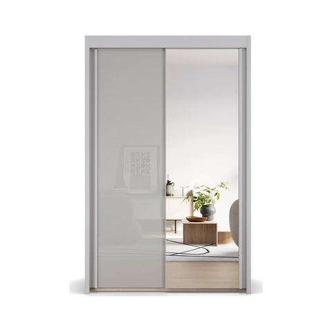 Amalfi Silk Grey 151cm Sliding 2 Door Wardrobe with Mirror