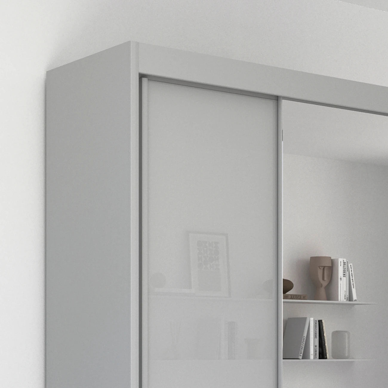 Amalfi Silk Grey 151cm Sliding 2 Door Wardrobe with Mirror