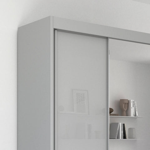 Amalfi Silk Grey 151cm Sliding 2 Door Wardrobe with Mirror - Detailing