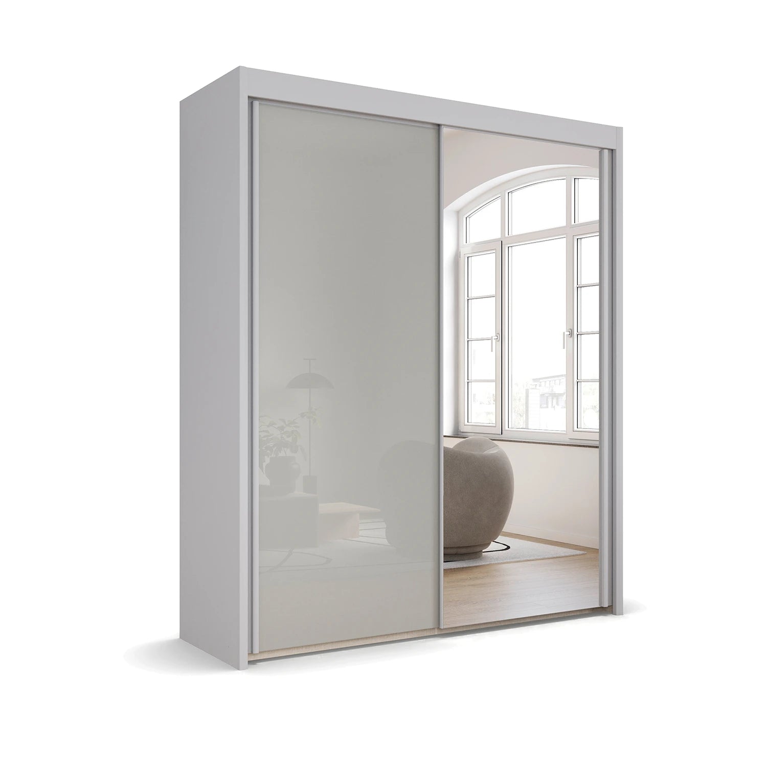 Amalfi Silk Grey 201cm Sliding 2 Door Wardrobe with Mirror