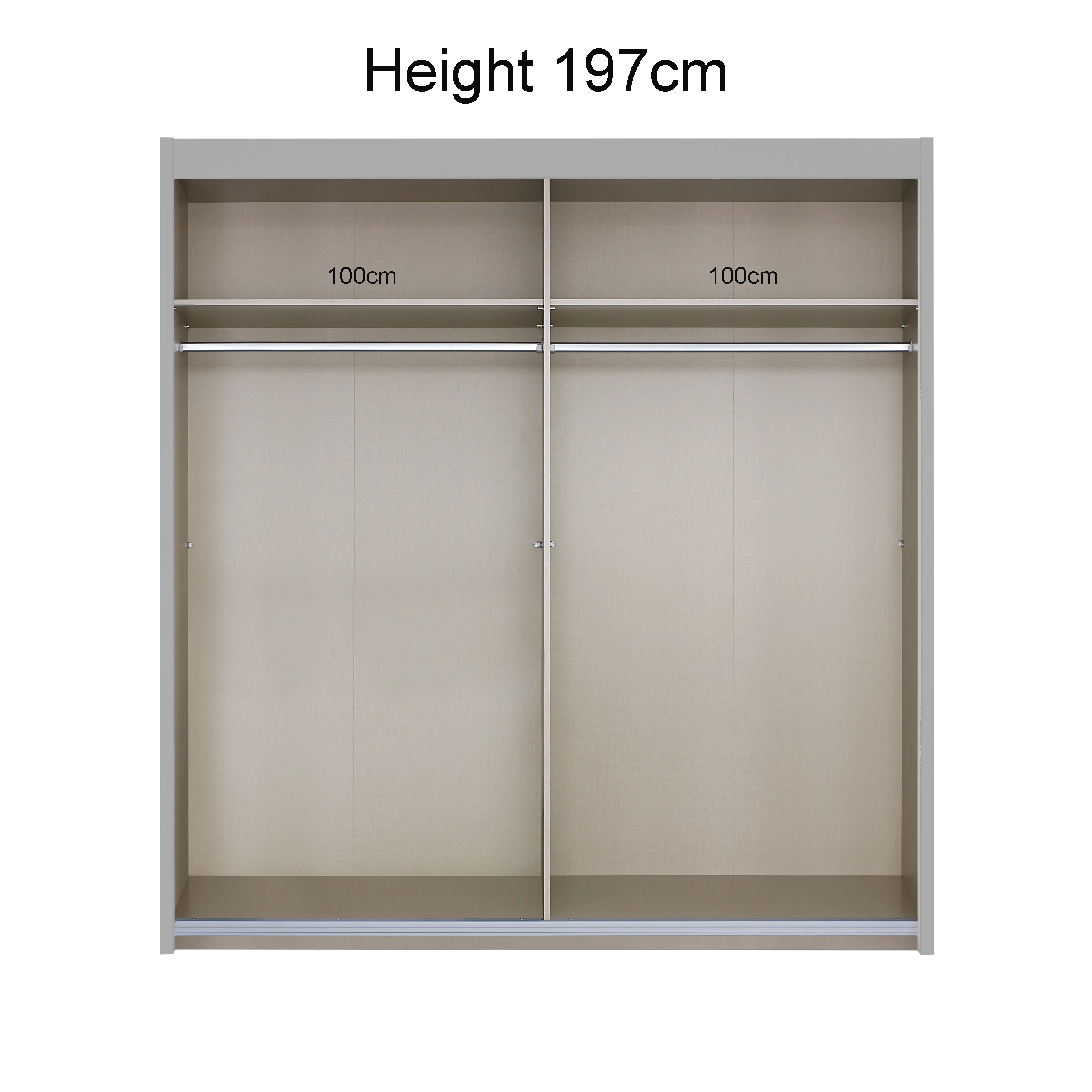 Amalfi Silk Grey 201cm Sliding 2 Door Wardrobe with Mirror