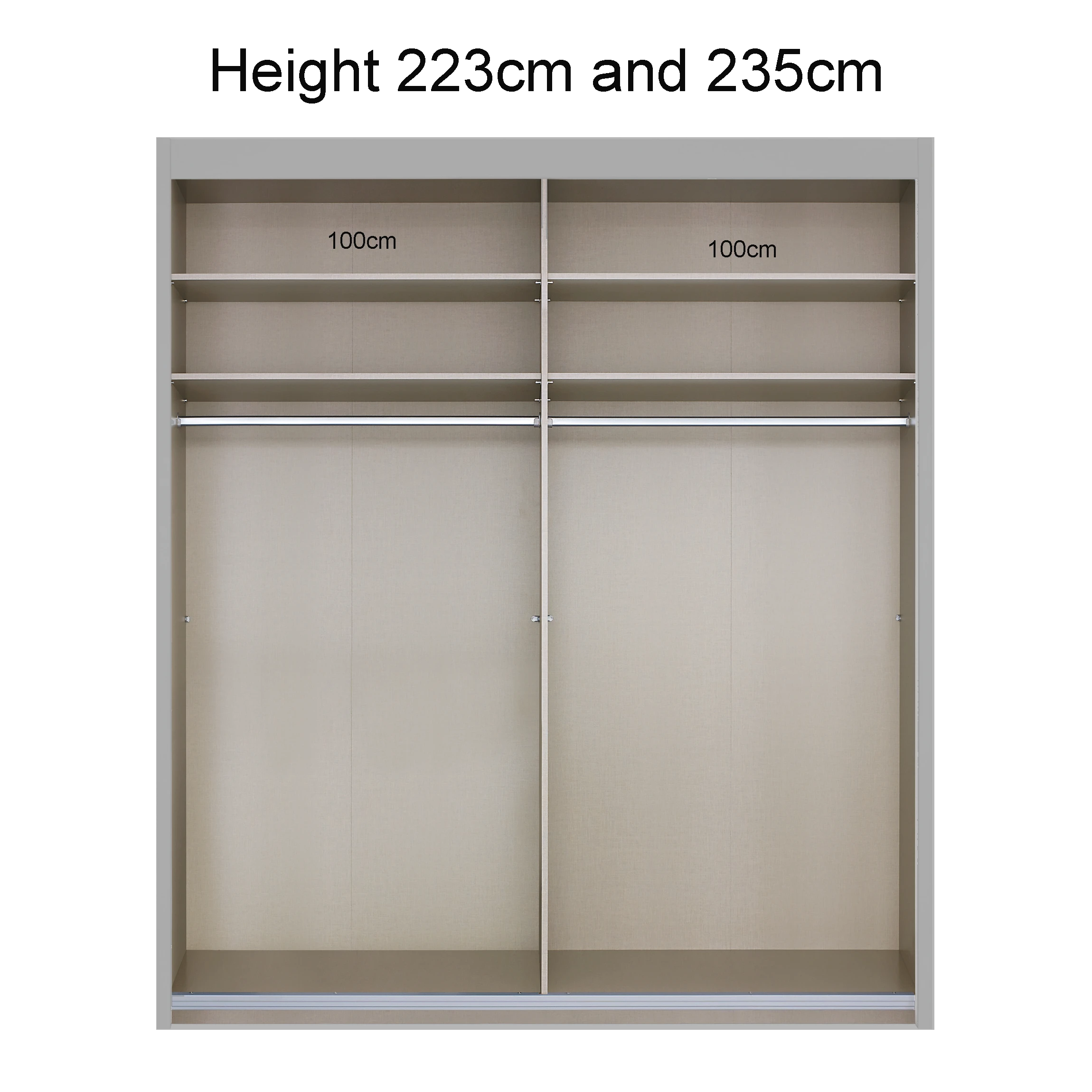 Amalfi Silk Grey 201cm Sliding 2 Door Wardrobe with Mirror