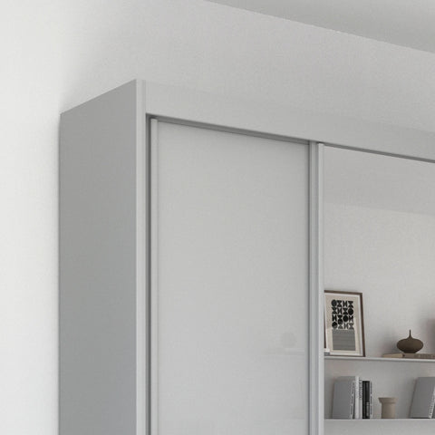 Amalfi Silk Grey 225cm Sliding 3 Door Wardrobe with Mirror - Corner details