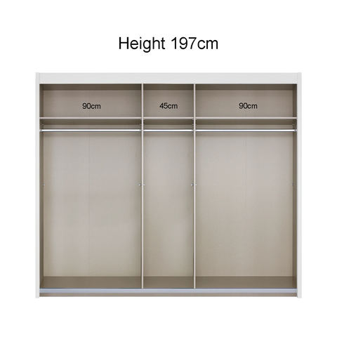 Amalfi Silk Grey 225cm Sliding 3 Door Wardrobe with Mirror - Interior Details