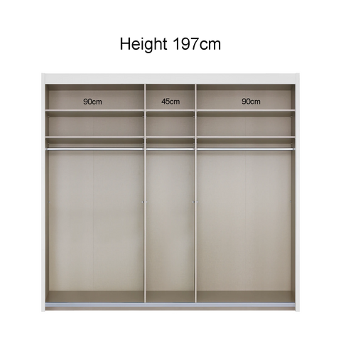 Amalfi Silk Grey 225cm Sliding 3 Door Wardrobe with Mirror - Interior details