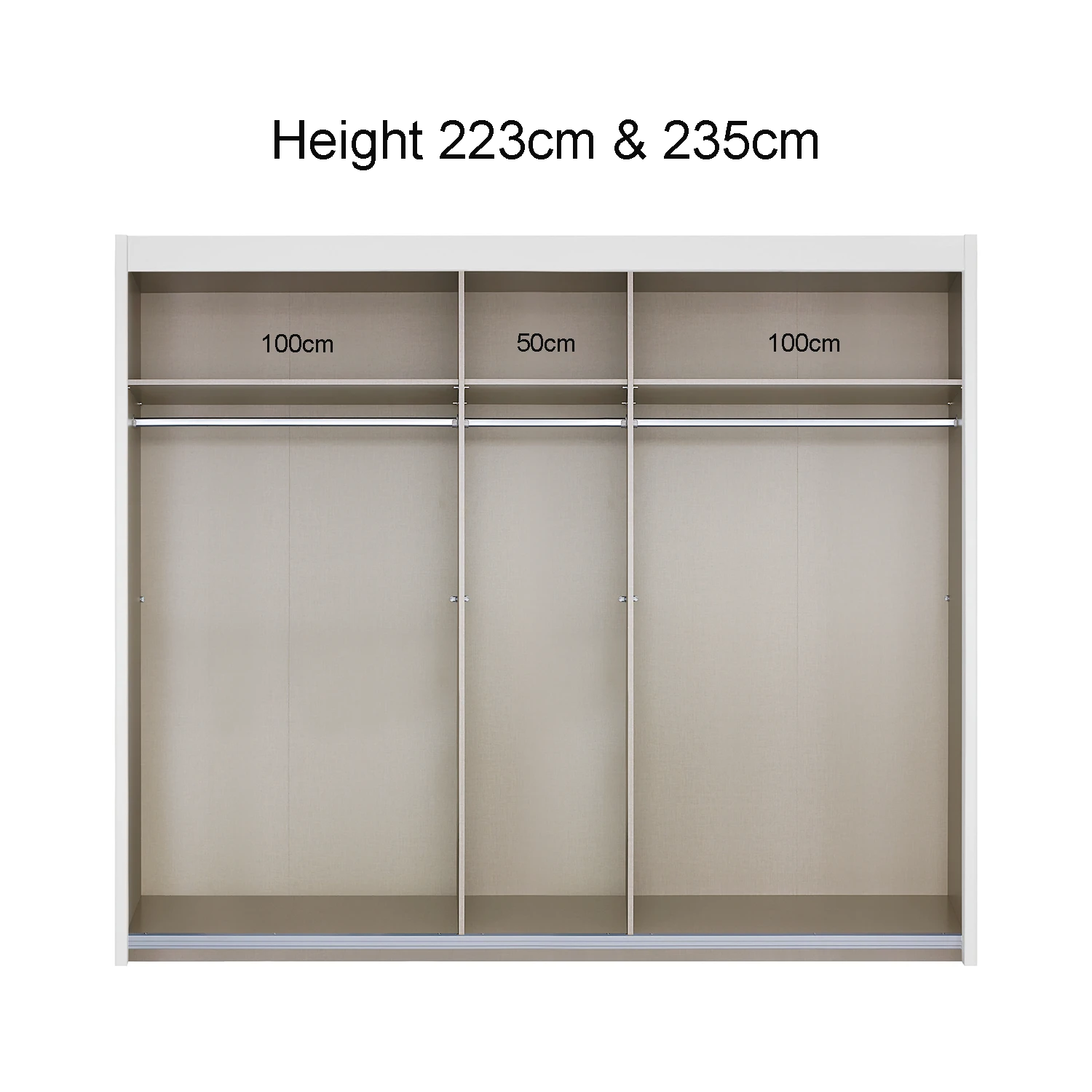 Amalfi Silk Grey 250cm 3 Door Sliding Wardrobe with Mirror