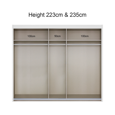 Amalfi Silk Grey 250cm 3 Door Sliding Wardrobe with Mirror - Interior Details