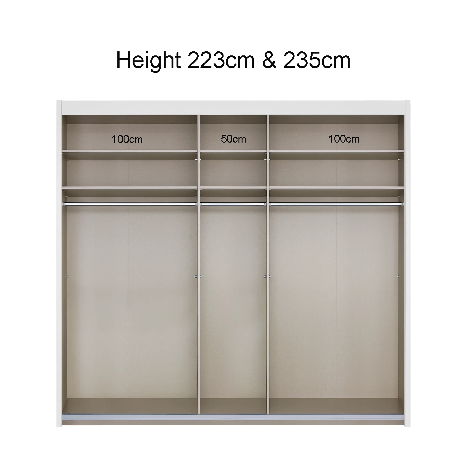 Amalfi Silk Grey 250cm 3 Door Sliding Wardrobe with Mirror