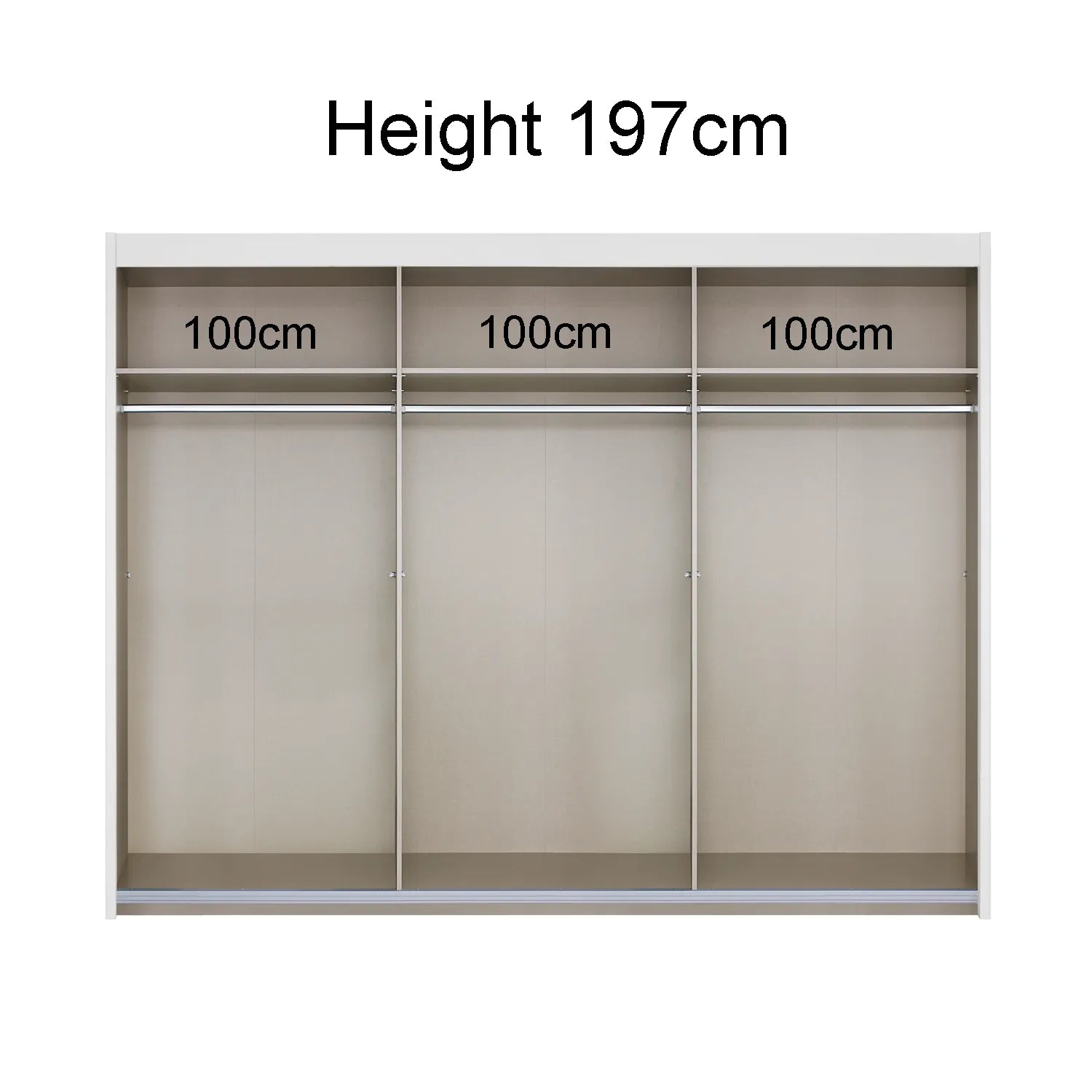 Amalfi Silk Grey 300cm Large Sliding 3 Door Wardrobe with Mirror