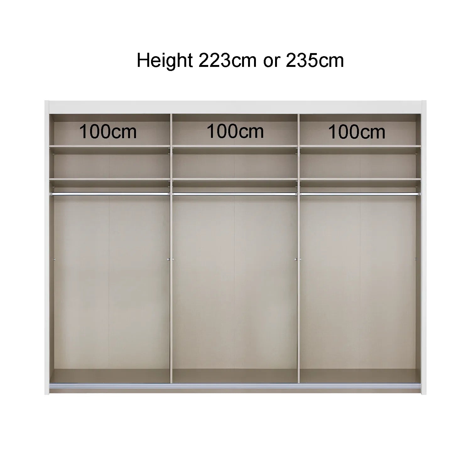 Amalfi Silk Grey 300cm Large Sliding 3 Door Wardrobe with Mirror