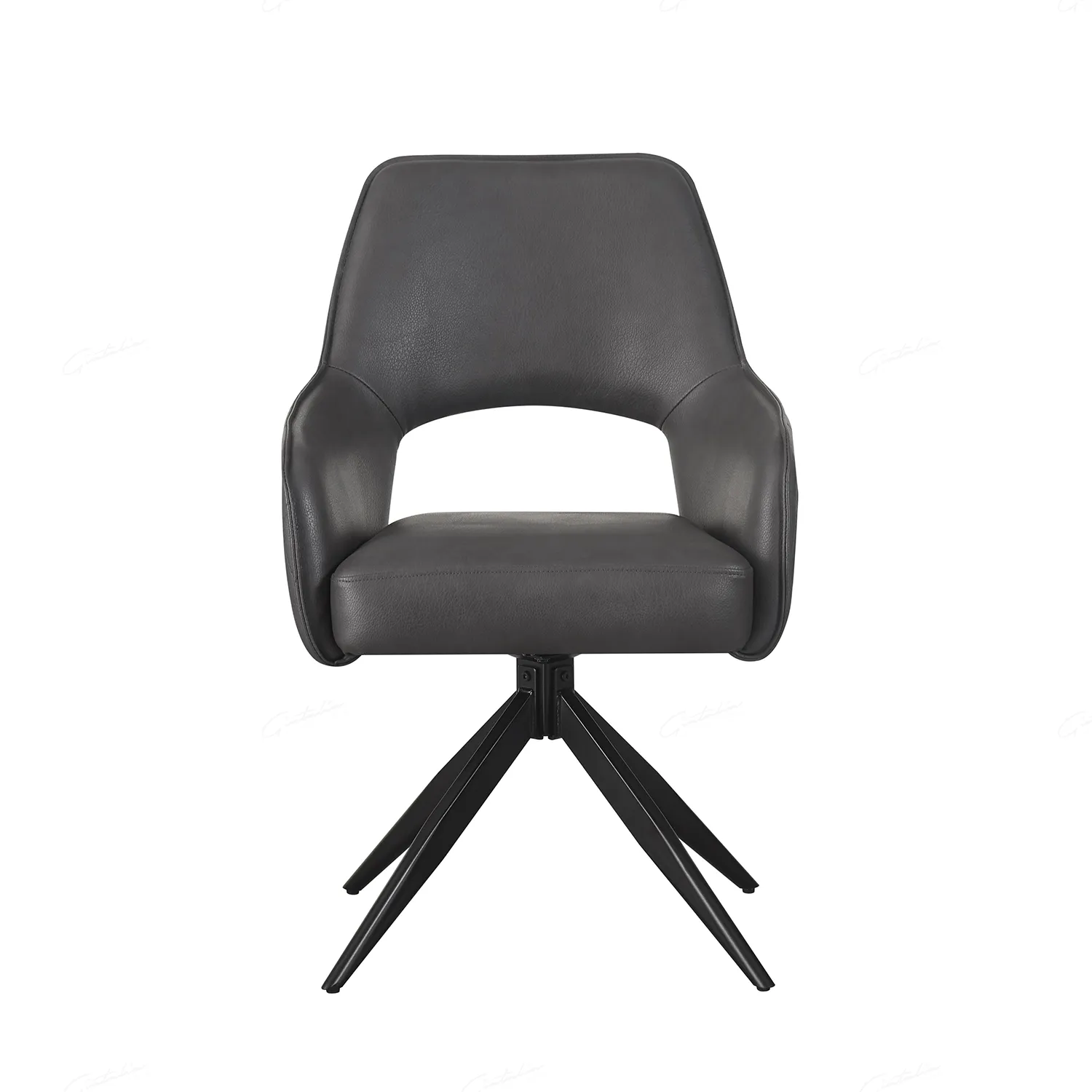 Amani Dark Grey PU Leather cut out Back Swivel Dining Chairs