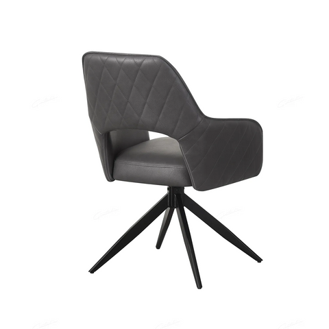 Amani Dark Grey PU Leather  8 Swivel Dining Chairs