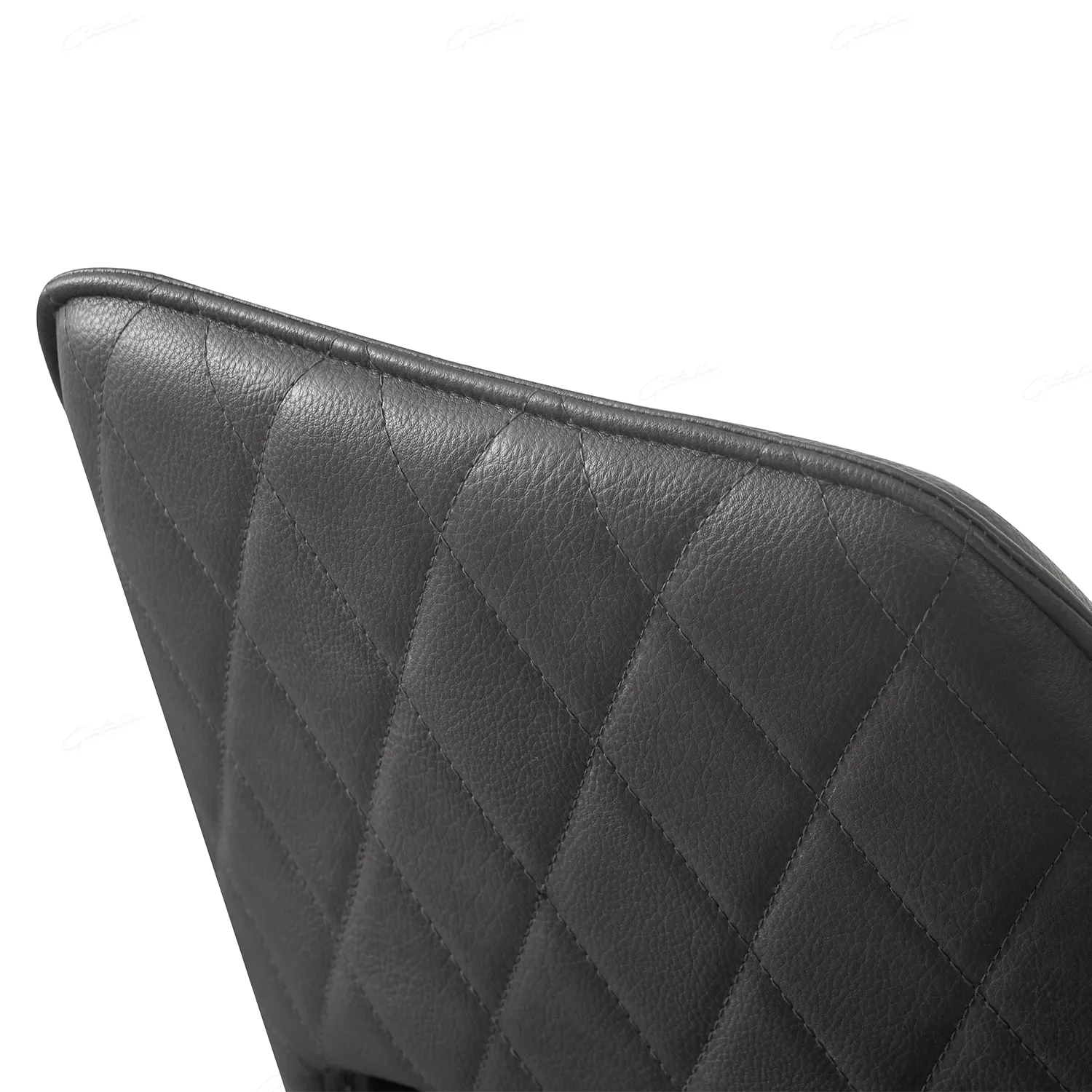 Amani Dark Grey PU Leather Set of 4 Swivel Dining Chairs - Diamond Stitch Design