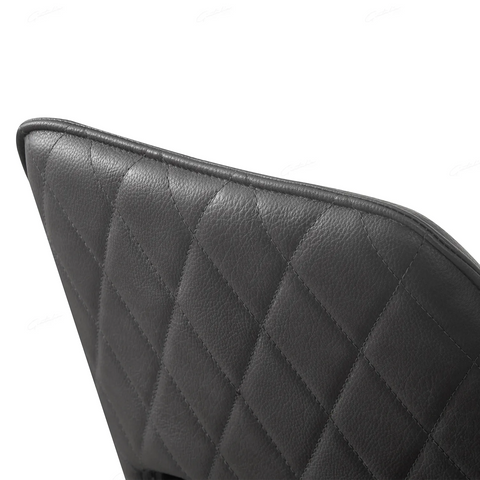 Amani Dark Grey PU Leather Set of 4 Swivel Dining Chairs - Diamond Stitch Design