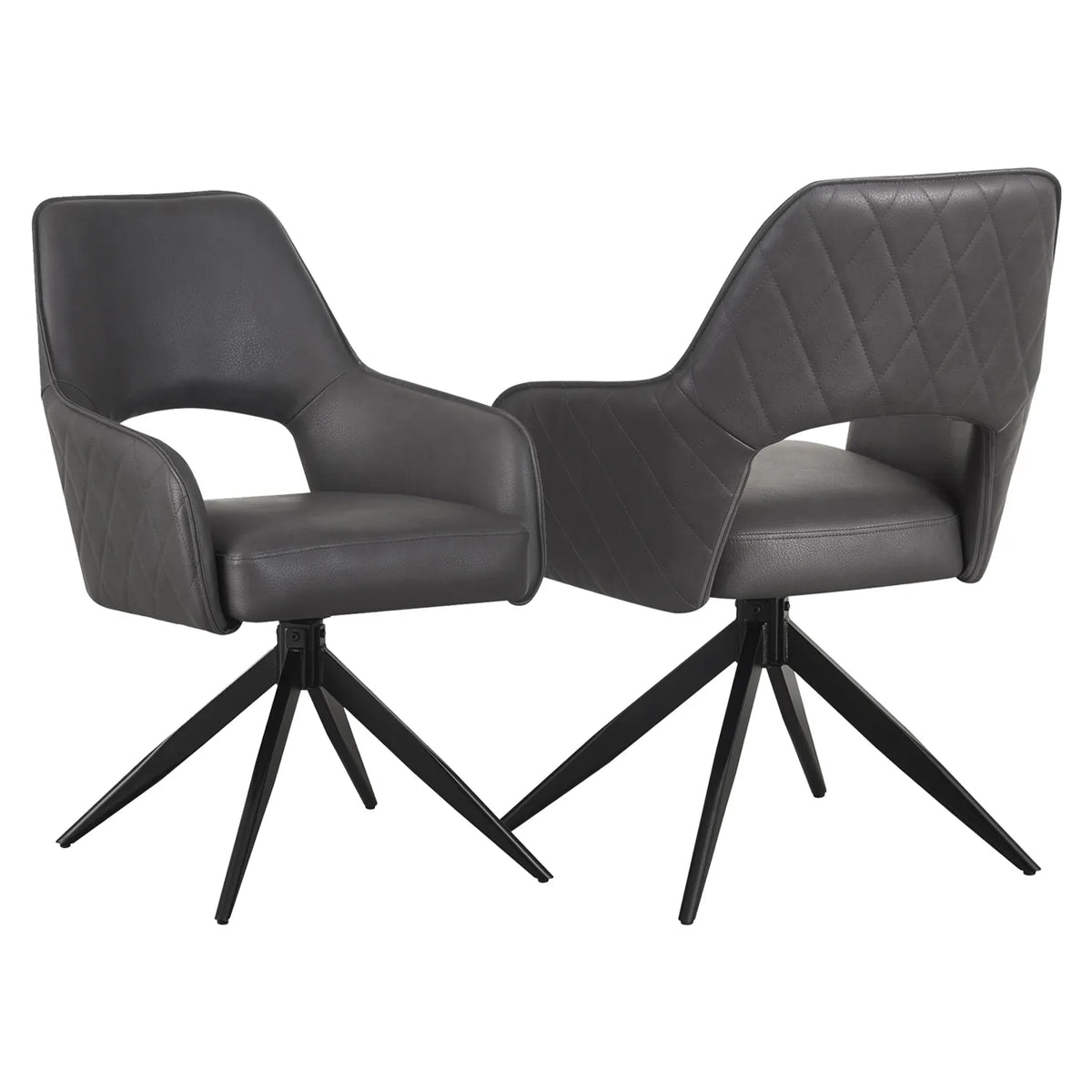 Amani Dark Grey PU Leather Set of 4 Swivel Dining Chairs