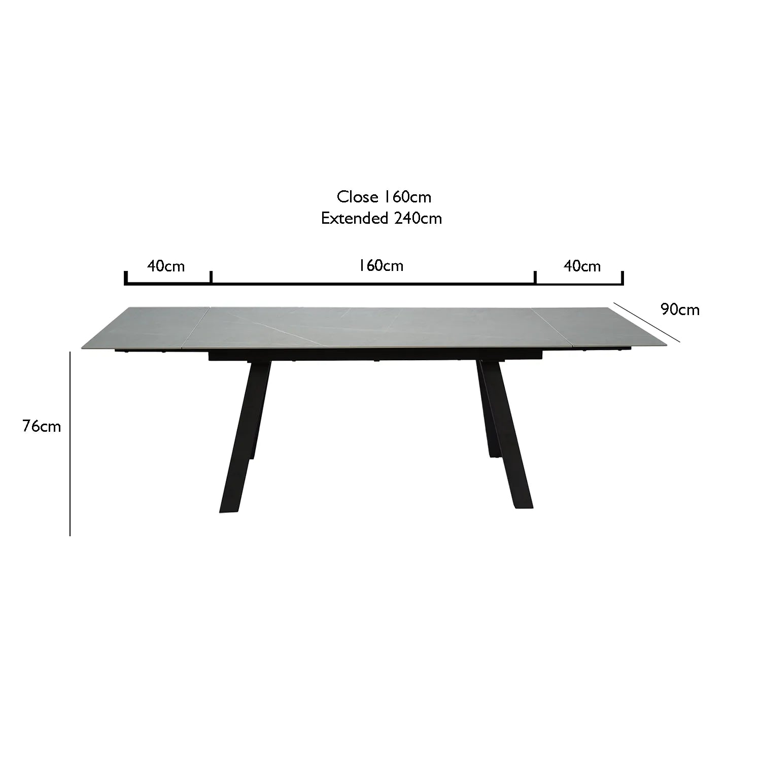 Amani Grey Sintered Stone Large Extending Dining Table